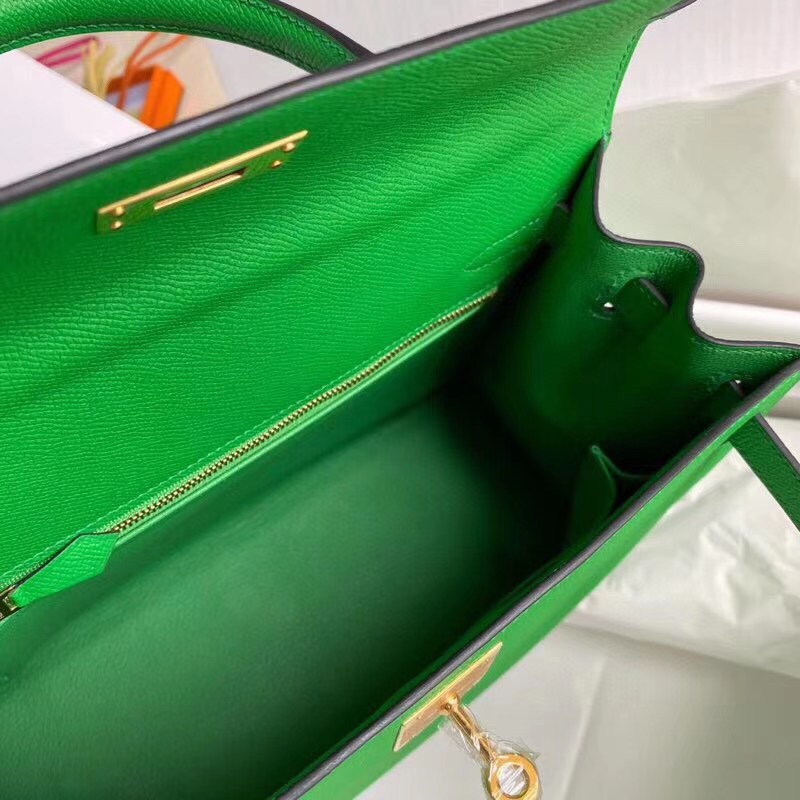 Hermes Kelly 28cm Handbag Shoulder Bag in Green Bombou Epsom Leather